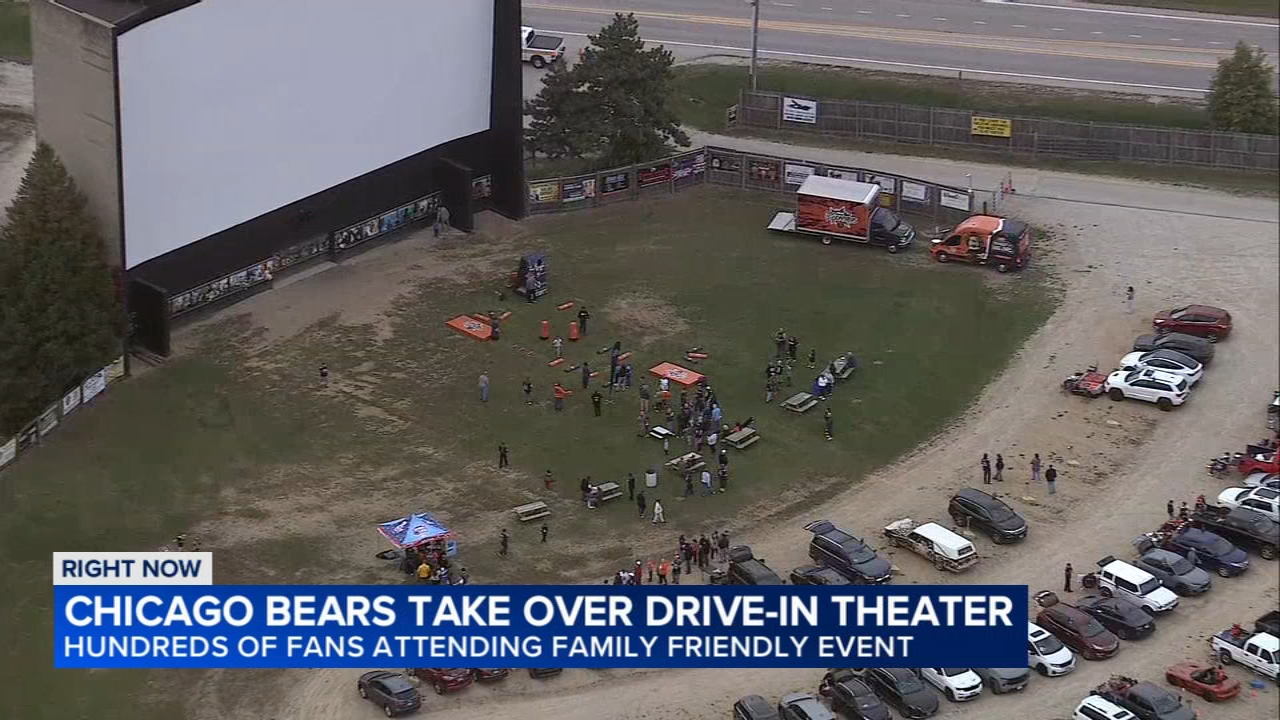 Chicago Bears fan fest at McHenry Outdoor Theater with families and children